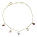 AoedeJ Cavigliera placcata in oro 14 K con grazioso cesto di frutta per ragazze e donne CZ Fragola Ciliegia Uva Spiaggia Cavigliera regolabile