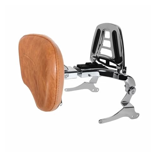 Sissy bar chrome avec dossier passager marron pour moto Harley Touring 1997-2008