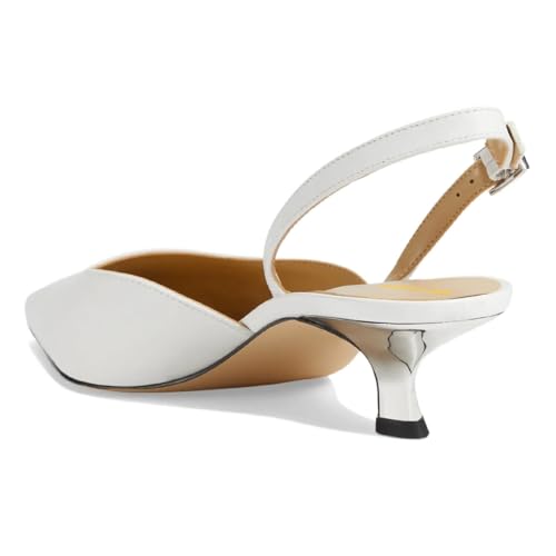 Women Trendy Pointy Toe Slingback Strap Buckle Pumps Kitten Low Heel Slip On Shoes Party Evening Club Shoes Size 4-16 US4