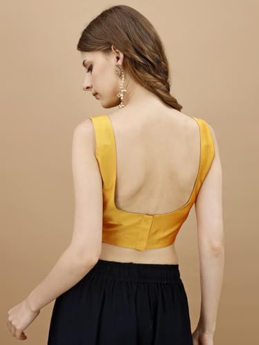 Image of Womanista Women's Taffeta Solid Sleeveless Readymade Saree Blouse for Women Stylish