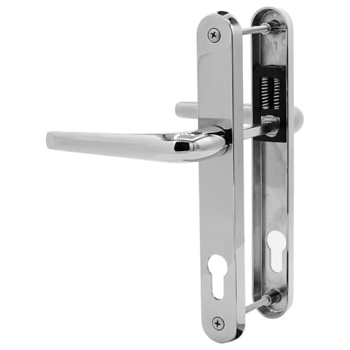 SHIELD HARDWARE uPVC Door Handle 92mm PZ Sprung Pair for PVC and Composite Doors Chrome 210mm Fixing Centres