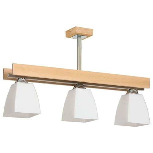 Schicke Deckenleuchte in Buche Weiß Bauhaus Design 3x E27 bis zu 60 Watt...