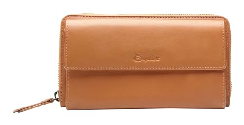 Funda de piel Esquire Perú de 19 cm con acabado artesanal coñac