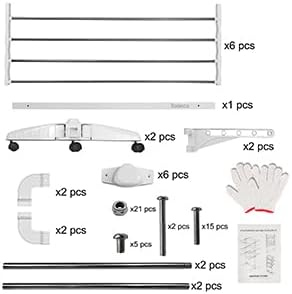 Todeco - Laundry Drying Rack, Clothes Airer - Material: Stainless steel tubes - Maximum load: 6.7 lbs per support bar - 3 shelves, White, with wings