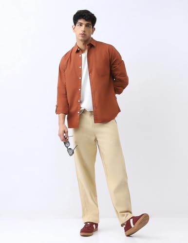 Image of Urbano Fashion Men's Cotton Full Sleeve Regular Fit Casual Solid Shirt