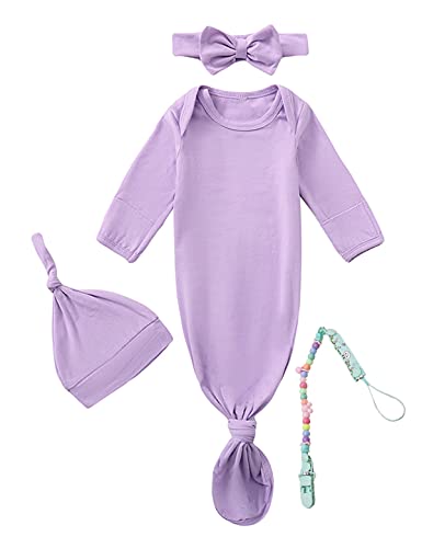 MoryGooder Newborn Boy Outfits Knotted Gown Baby Newborn Sleepers Coming Home Outfits for Baby