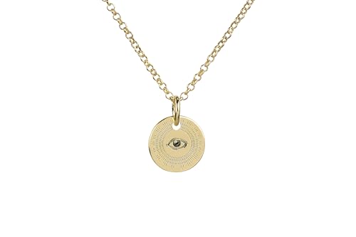Pendentif oeil en or gravé soleil pour collier mixte rond