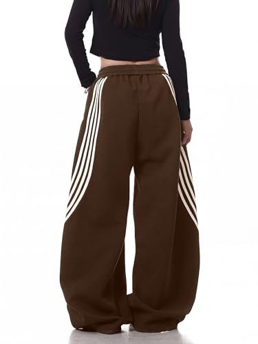 Image of EMMIOL Women's Y2K Baggy Barrel Striped Sweatpants High Waisted Wide Leg