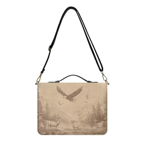 Cxdvotvy Funda de piel sintética para la Biblia para hombres y mujeres, con estampado de águila, ligera, portátil, con asa y cremallera, funda grande para la Biblia con correa ajustable para el hombro