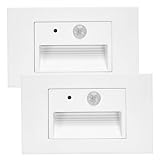 Maxxima 2 Pack Horizontal LED Motion Sensor Step Light - Modern Indoor/Outdoor Stair Light, 3 CCT Color Selectable 3000K, 4000K, 5000K, 160 Lumens, IP65 Rated for Outdoor and Damp Locations - White