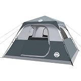 ADSMART Instant Tents for Camping 6 Person Tent Waterproof Easy Setup Sets Up Backpacking Tents with Carry Bag for Outdoor Hiking (Grey)