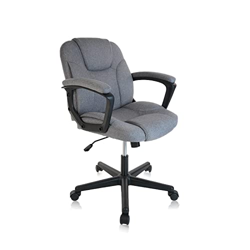 Clatina Office Chair Executive Chair Swivel Fabric Chair With Tiltable Desk Chair Adjustable Height Of Fixed Armrests,Grey #TOP27