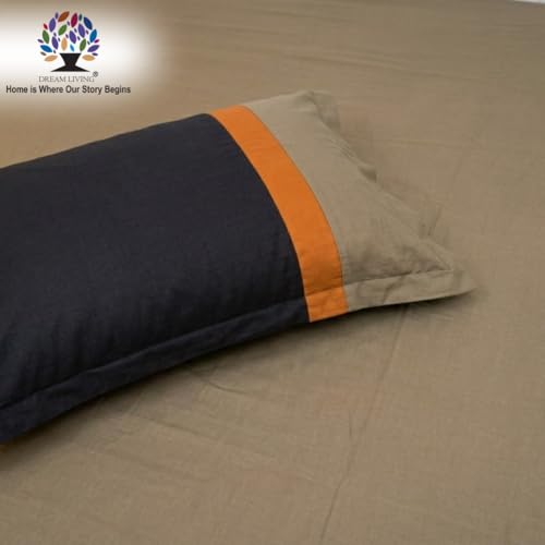 Image of Dream Living Ombre King Bedsheet with 2 Pillow Covers | 130 GSM | 275x275 Cm | Black & Biege