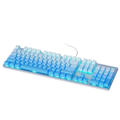 Image of HP GK400F Wired Mechanical Keyboard for Office and Gaming Use, Wired USB Mechanical Keyboard, Silver + Glacier Blue, 104 Keys, Brown Switches, Glacier Blue Backlighting, Side Printed Keyboard, 26PN