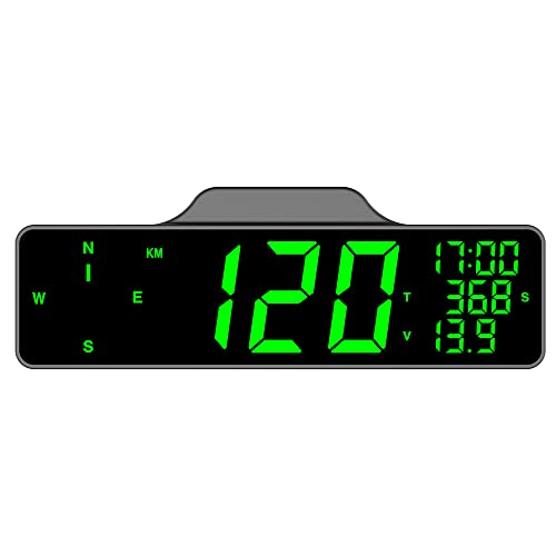 KINGNEED C3090 Digital Universal Car HUD Head Up Display large screen GPS Speedometer with Compass car battery voltage display Plug & Play truck bus Vehicle Speed OverSpeed Warning Mileage Measurement