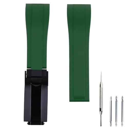 Czjiaqh �����Y 20mm �S�������v�X�g���b�v Rolex Daytona Black Green Water Ghost �A�E�g�h�A�X�|�[�c�V���R�����v�o���h �u���X���b�g�A�N�Z�T���[���X�g�o���h ���f�B�[�X, �O���[���u���b�N�o�b�N���B, X-