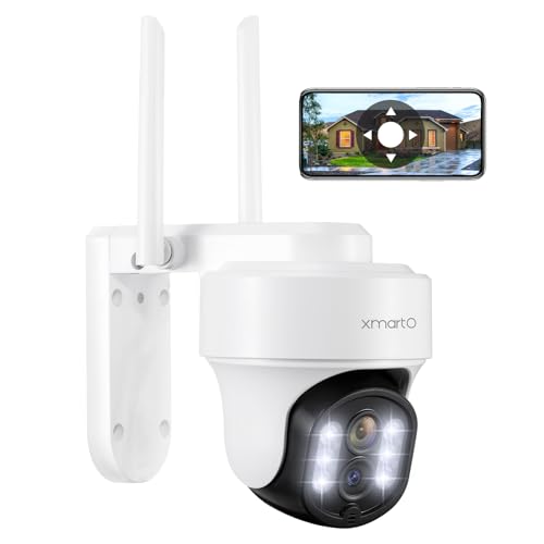 xmartO 10X Zoom Dual Lens PTZ Security Camera2K Auto Tracking HD Wireless PTZ Home Security System for Indoor Outdoor Surveillance Motion Detection 24/7 Surveillance 2-Way Audio