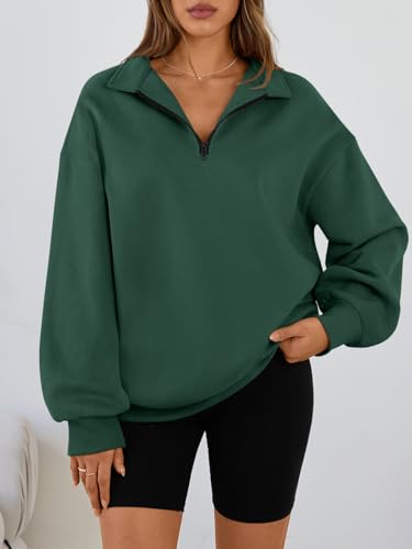Image of Trendy Queen Women's Oversized Sweatshirts Half Quarter Zip Fleece Sweaters | Soft Cozy Zip Pullover, Comfort Warm Sweaters for Fall Winter, Fashion Mock Neck Outfits