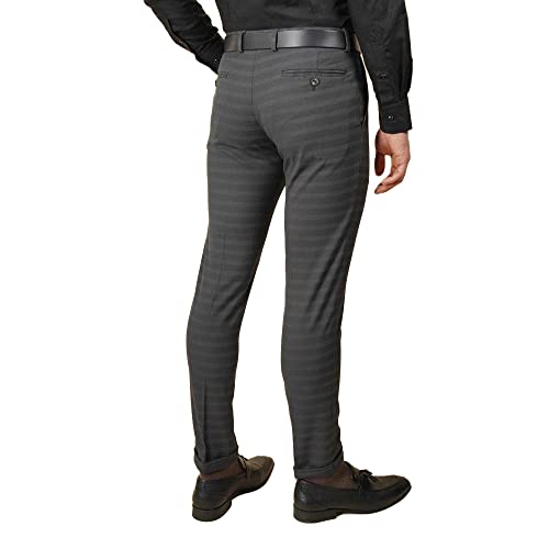 Image of blackberrys Stripes Polyester Viscose Slim Fit Mens Trousers (S22BB45A2IS22F1-P)