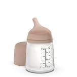 Suavinex, Biberon Anti-Coliche Zero Zero, con Tettarella a Flusso Adattabile (A), Silicone, per Bambini +0 Mesi e Neonati, Allattamento Latte Materno e Formula, 180 ml, Medium