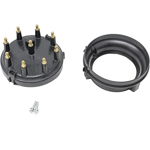 AIP Electronics Ignition Distributor Cap & Cap Adapter Compatible with 1978-1996 Ford F-150 EFI 5.0L 5.8L 6.6L 6.9L 7.5L V8 Replaces FD168 FD166 FD307 OEM Fit CAP1045-R