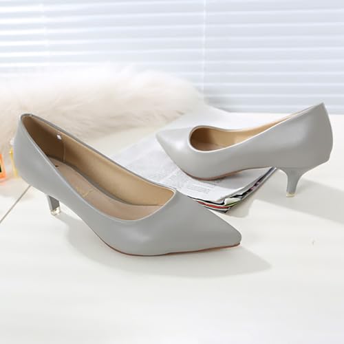 Women's Classic Low Kitten Heels Pointed Toe Pumps Work Wedding Evening Dress Heels 6
