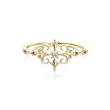 10K 14K Victorian Filigree Ring Moissanite Diamonds Art Deco Antique Edwardian Lace Vintage Style Pr