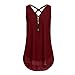 Produktbild VENMO Damen Bekleidung T Shirt Bluse Tank Top Damen Camisole Sommer Lose Weste Lila Wein Mintgrün Army grün Große Größe Mode 2018 Cross Hem Layed Zipper V-Neck Shirts Tops (Sexy Wine, S)