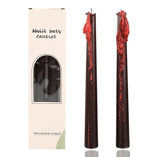 4 Pcs10inch Black Bleeding Taper Candle Vampire Tears Candles Unscented Tall Bleeding Candles Gothic holderor Halloween Party Gothic and Themed Party Decor(2 10 inch)