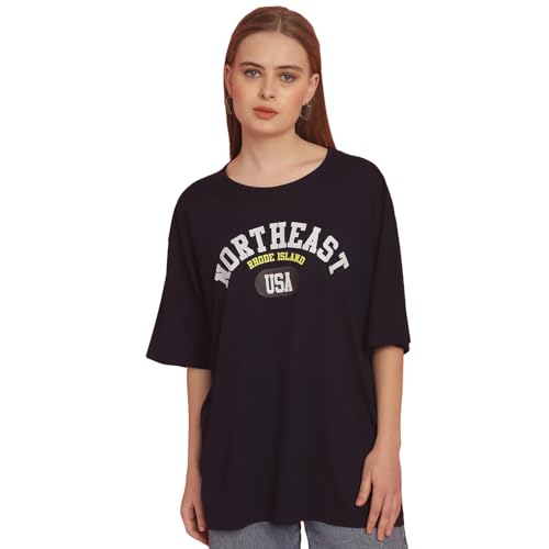 Image of Mack Jonney Printed Round Neck Cotton Regular Fit Oversize Half Sleeves Tshirt for Women(Pack of 3)-MACK631145