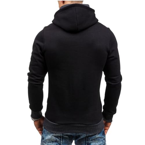 Men's Diagonal Zipper Hoodie Heavyweight Fleece Sweatshirts With Hood Long Sleeve Male Cotton Hoodie3