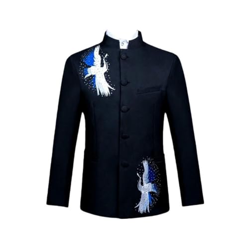 Blazer pour homme col montant veste de costume formelle slim en acétate paillettes