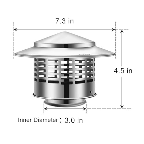 Okrągła czapka kominowa 4,4" 6,3" 7,9" - Czapka kominowa z siatką stożkową(3.0")