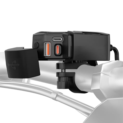 Puerto de Carga Impermeable para Motocicleta Tipo C - Adaptador USB de Carga rápida para vehículos de 12 V a 24 V Adecuado para Bicicletas, Viajes de en Carretera y Uso al Aire Libre