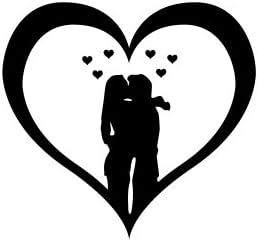 Slap-Art Couple Kissing in Heart Vinyl Decal Sticker Black