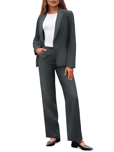 Women's 2 Piece Business Casual Outfits Blazer Wide Leg Pants Matching Dressy Formal Suit Sets