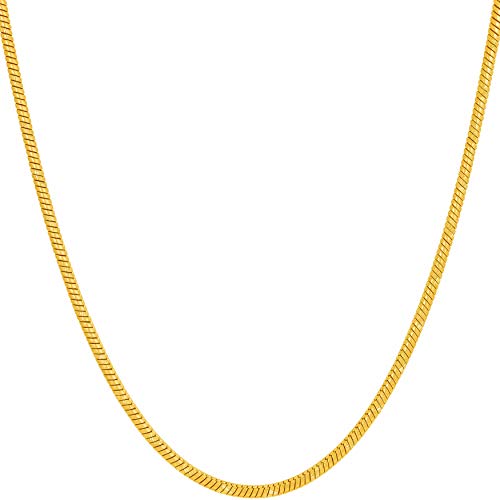 LIFETIME JEWELRY 1.9mm Snake Chain Necklace for Women and Men 24k Gold Plated