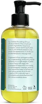 Pure Body Naturals Anti Cellulite Massage Oil, 8 fl oz | 100% Natural Cellulite Remover for Legs and Thighs | Chemical Free Firming Body Massage Oil for Women, Tightens Skin and Reduces Stretch Marks