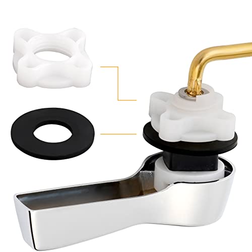 Image of Hibbent Universal Metal Side Mount Toilet Handle Replacement Kit, Brass Toilet Flush Tank Lever with Stainless Steel Flapper Chains for Most Toilets, Chrome Finish