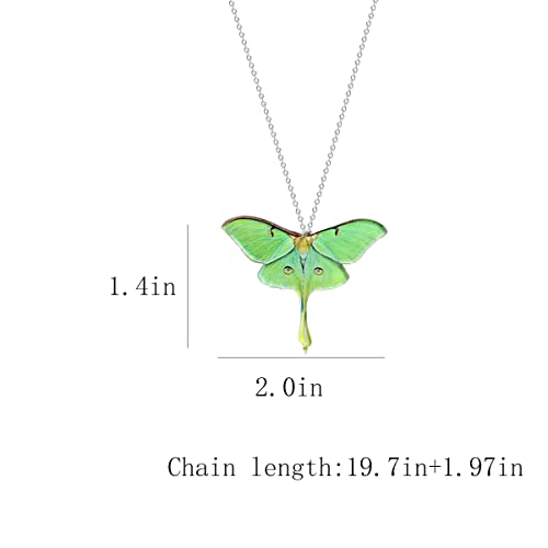 Moth Butterfly Necklaces for Women Men Punk Insect Pendant Necklaces Acrylic Green Moth Necklaces Funny Animal Necklace Birthday Party Jewelry Gifts3
