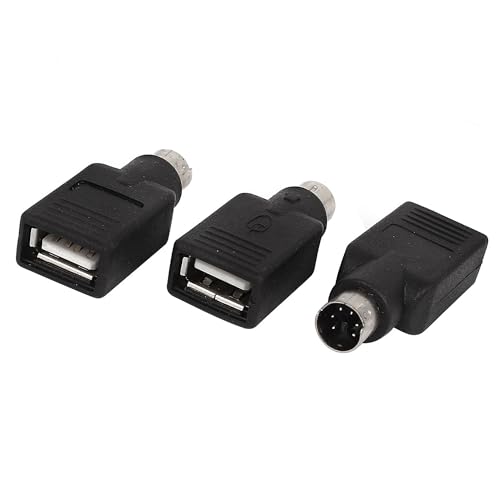 uxcell Adaptador USB a PS/2, pack 3 piezas negro miniatura 2