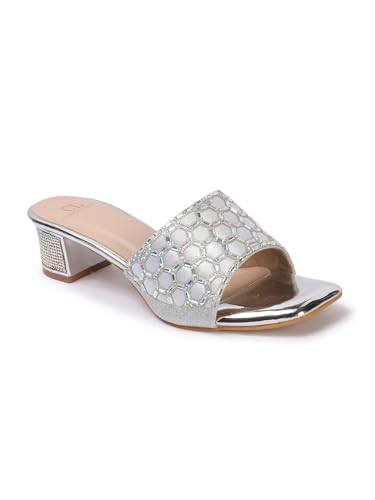 Image of Carlton London Women Stylish Fashion Embellished Ethnic Sandals for Outdoor, Party, Wedding and Holidays with Block Heels