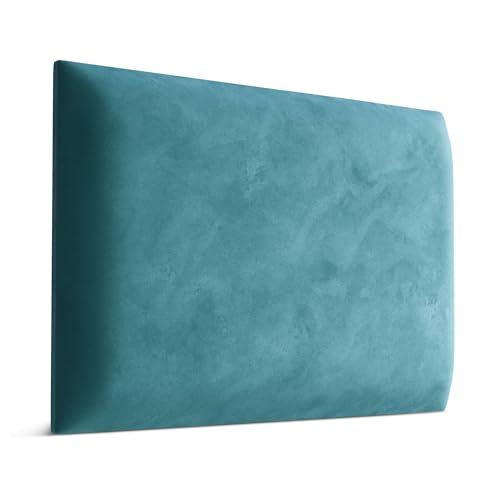 Muralo - Samt Wandkissen Stoff Polster-Paneel für Schlafzimmer Wohnzimmer Bett Wandpolster Bettkopfteil Lendekissen Modern Luxus Gepolstert Magic Velvet (Meerfarbe, 60 cm x 40 cm)
