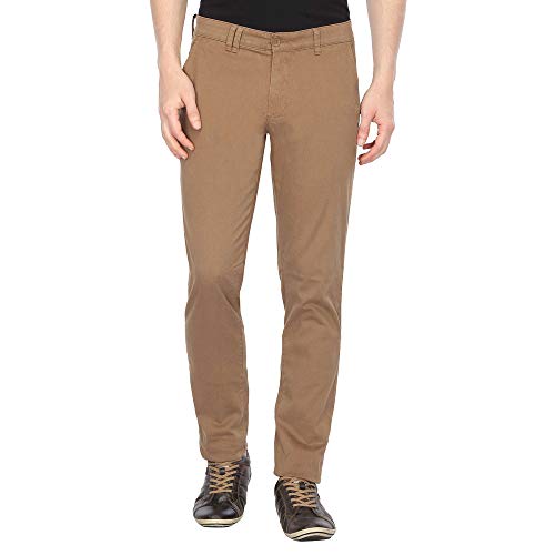 Parx Mens 4 Pocket Solid Trousers (Khaki_32)