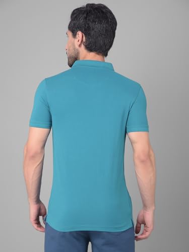Image of Dollar Men's Pack of 1 Solid Cotton Blend Polo Neck T-Shirt