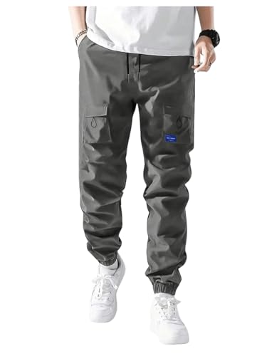 SweatyRocks Boy's High Waisted Cargo Pants Drawstring Casual Long Joggers Trousers with Pockets