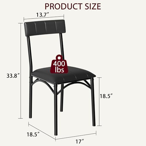 Image of Garvee Dining Chairs Set of 2, Comfy Dining Room Chairs with Padded Seat and Backrest, Upholstered Kitchen Chairs with Metal Legs for Kitchen and Dining Room