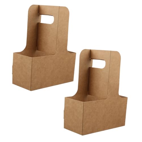 Cabilock 5pcs Disposable Cup Holder Tray with Handle Kraft Paper Drink Carrier for Coffee Tea and Beverages for Restaurants Cafes and Takeout Services