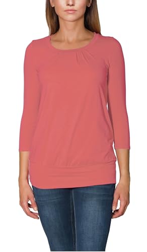 Alkato Camiseta para Mujer de Manga 3/4 Escote Redondo, Rosa Oscuro, XL