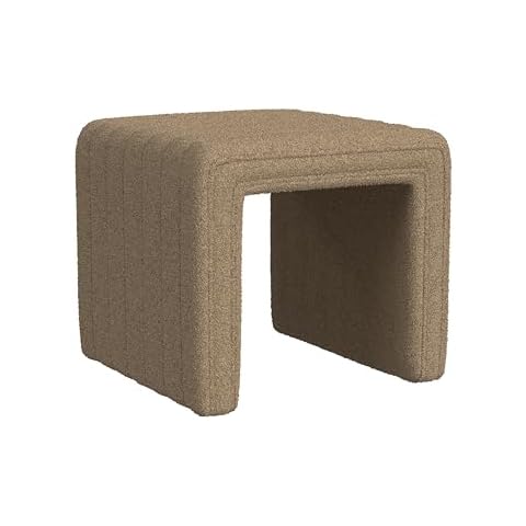 Spatial Order Modern Channel Tufted Ottoman Home Décor|Ottoman for Living Room & Bedroom - Brown Boucle Cover
